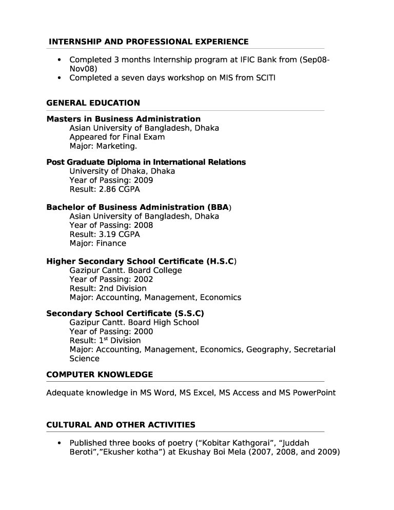 Resume Format for Experienced Download (3) Pages CV MS Word / DOC - CV ...