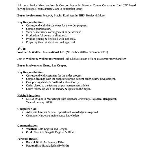 Experience in Resume Download (3) Pages CV MS Word / DOC - CV Resume ...