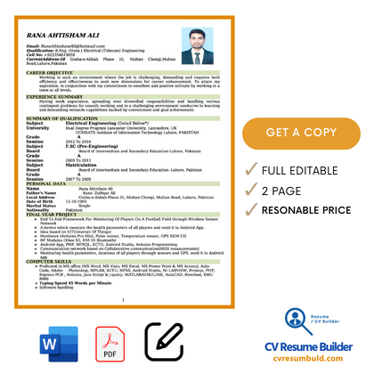 Standard CV Format Bd Pdf Download MS Word / DOC - CV Resume Builder