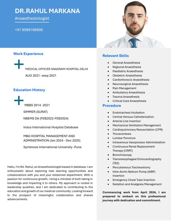 Anesthesiologist CV